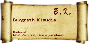 Burgreth Klaudia névjegykártya